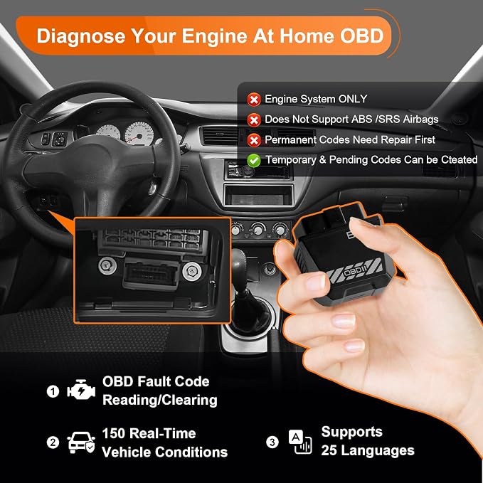 B28 Bluetooth 5.3 OBD2 Scanner, Wireless Diagnostic Tool for Check Light, 1000+ Fault Codes (No ABS/SRS), Professional Code Reader for iOS & Android, Fits 1996+ OBDII Compliant Vehicles