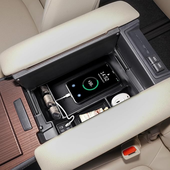 Center Console Organizer Compatible with 2021 2022 2023 2024 Toyota Sienna Accessories, Custom-fit ABS Dashboard Organizer & Armrest Storage Box Insert Compartment Sunglasses Holder
