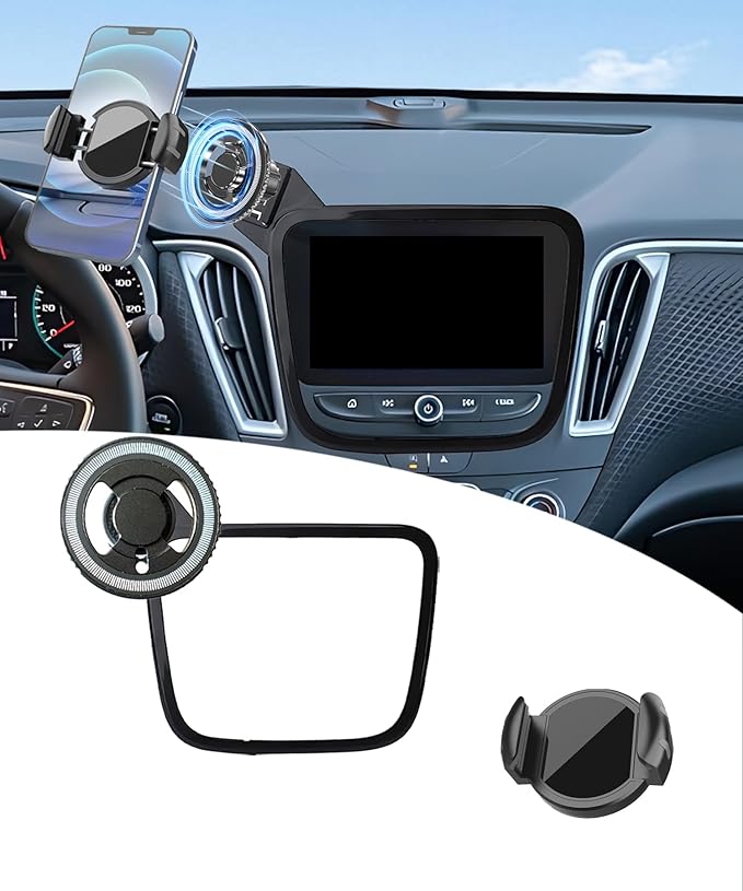 Magnetic Car Phone Mount for 2016-2025 Chevrolet Malibu/2018-2024 Equinox Accessories, for MagSafe Strong Magnets Cell Phone Holder 8-Inch Touch Screen Cradles, with Portable Phone Gripper