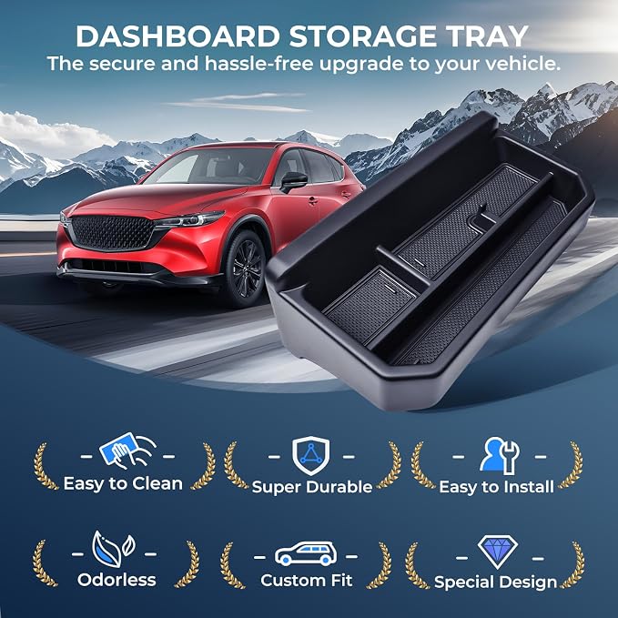 Dashboard Storage Tray Dash Organizer for Mazda CX5 2025 2024 2023 2022 (Only for 10.25-inch Screen,Not for 2026+), Interior Accessories Behind Screen Storage Box for 2022-2025 CX-5, Black