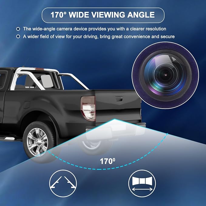 HC3Z-19G490-X Rear View Backup Camera Replacement for Ford F250 F350 Super Duty 2017 2018 2019 6.2L / 6.7L / 7.3L V8 Back Up Camera Replaces# HC3Z-19G490-E (Just for Round Hole Plug)