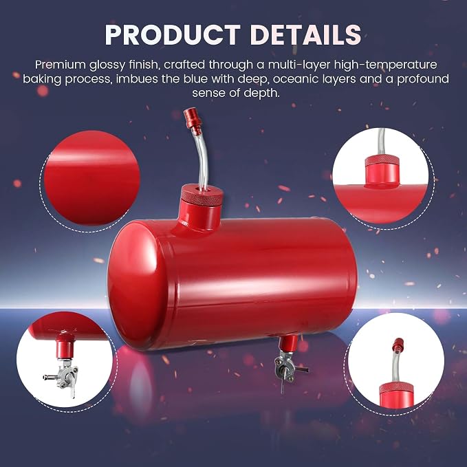 Upgraded 10x4.5" Aluminum alloy welding Gas Fuel Tank Cylinder(Premium Glossy Paint Finish Red) For Predator 212cc 196cc/6.5HP Go Kart and Gas Mini Bike,For Coleman CT200U BT200X CT200u-ex