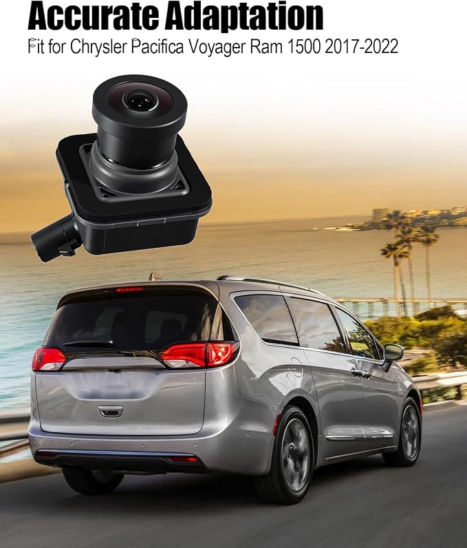 68144068AC Rear View Back Up Camera Compatible with Chrysler Pacifica Voyager Ram 1500 Maserati Ghibli Levante 2017-2022, Car Rear View Assist Reversing Camera Replace 68144068AD 68417514AA