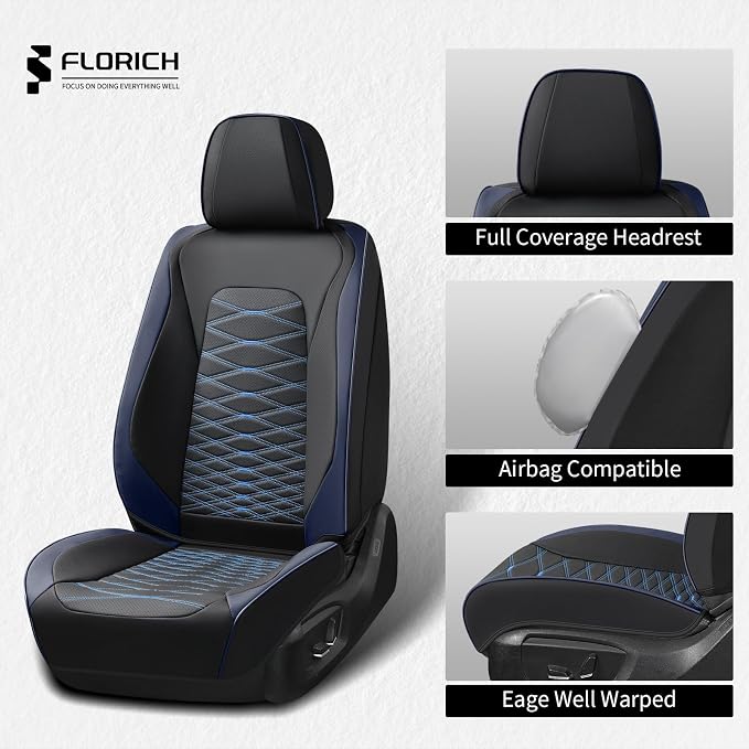 FLORICH Car Seat Covers Front Seat, Leather Seat Covers for Cars, Waterproof Car Seat Protector Breathable, Front Seat Covers for Cars, Automotive Seat Covers Universal Fit for Most Cars SUV Truck