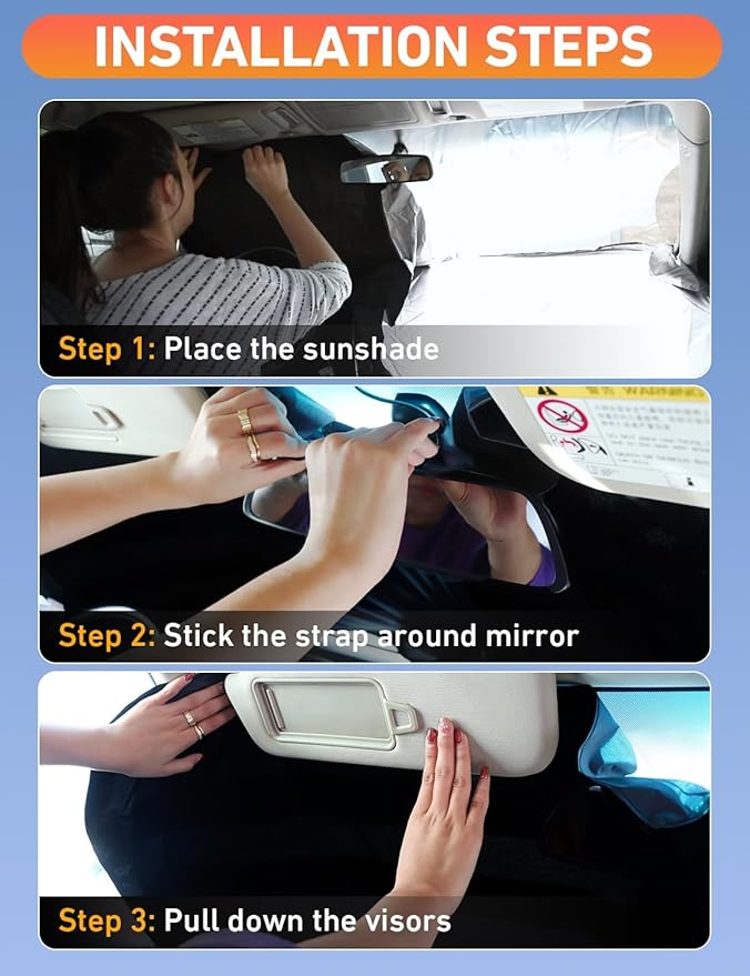 EcoNour Windshield Sunshade Compatible for Mazda 6 2014-2019 2020 2021, Sun Visor for Front Windshield & Window Sun Shade Cover, UV Heat Blocker & Protector, Car Accessories