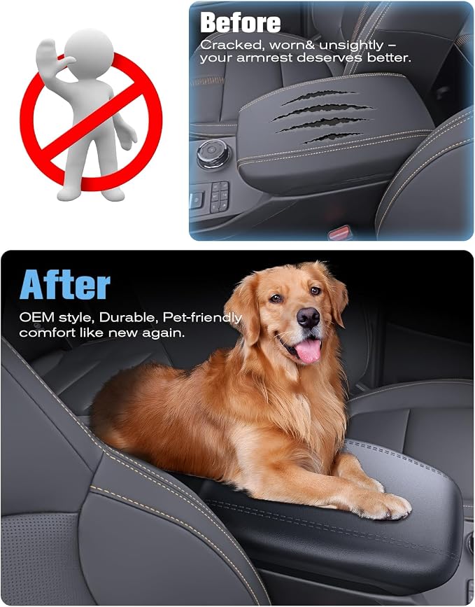 For 2024~2026 Ford Ranger 2-in-1 Silicone Center Console Armrest Cover& Armrest Hidden Privacy Tray - [OEM Design& Friendly Liquid Silicone Rubber] - Thin Black