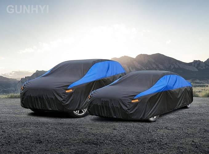 GUNHYI Car Cover for Automobiles All Weather Waterproof, Universal Fit Sedan Buick Roadmaster/Riviera, Chevrolet Caprice, Ford Crown Victoria, Cadillac DTS etc, Length Up to 218 Inch