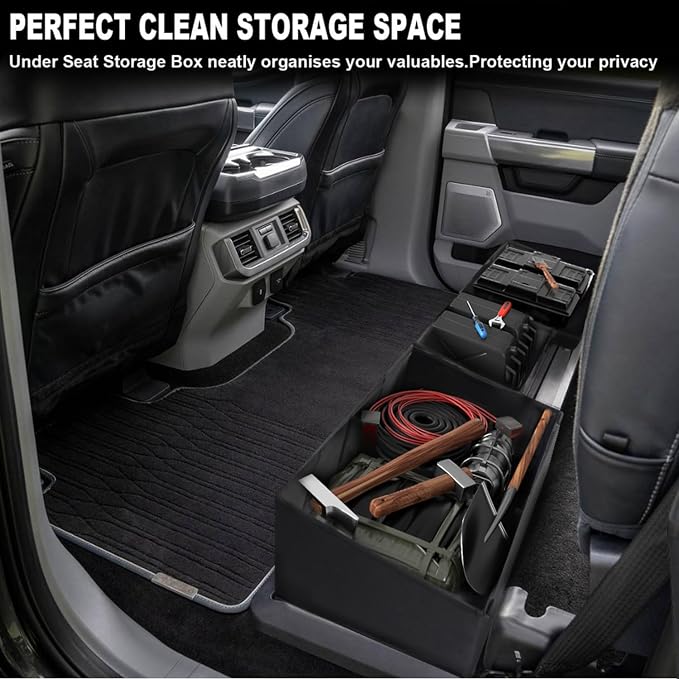 Foldable Under Seat Storage Box for 2014-2018 Chevrolet Silverado/GMC Sierra 1500 2015-2019 Silverado/Sierra 2500HD 3500 HD Crew Cab | Sierra Accessories Truck bed Underseat Storage Organizer