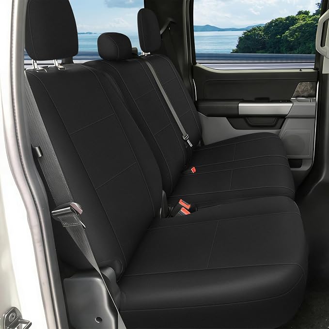 SAPUBK Custom-Fit Rear Seat Covers Replace for 2015-2025 Ford F150 and 2017-2025 F250 F350 F450 40/60 Split Seat, Premium Neoprene Composite Soft Foam Lining Airmesh Breathable Seat Cover