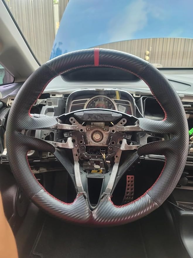Loncky Custom Fit OEM DIY Car Carbon Leather Steering Wheel Cover for Honda Civic 2006 2007 2008 2009 2010 2011 Interior Accessories