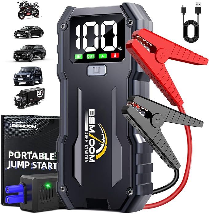 Jump Starter, 7000A 26800mAh Jump Starter Battery Pack, Car Jump Starter Battery Pack for up to All Gas and 10.0L Diesel Engines with LED Display, LED Light, Power Bank with Type C Port
