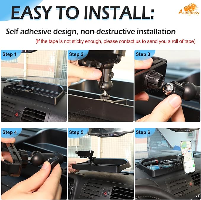 Aunginsy Center Console Dash Storage Tray Compatible with Hummer H3 2005-2009, Car Dashboard Multi-Functional Phone Mount Storage Box Dash Organizer Tray Insert with Mobile Phone Holder Accessories