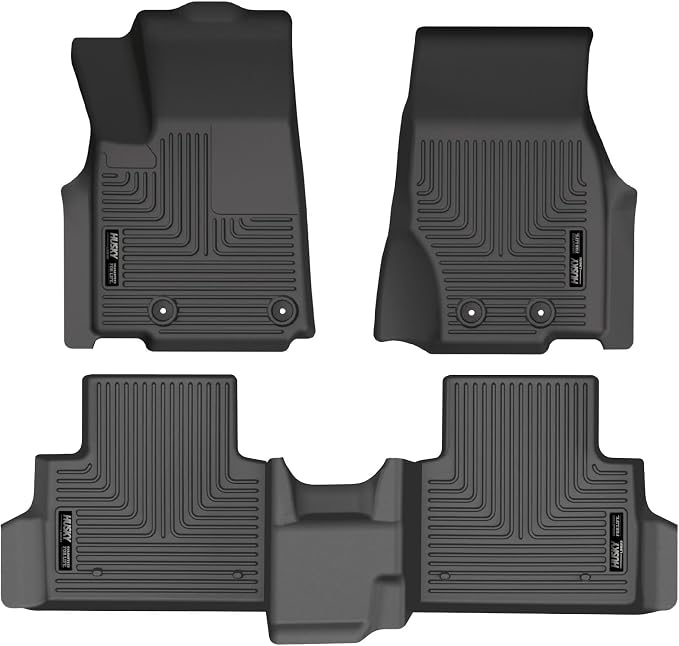 Husky Liners Weatherbeater Floor Mats | Fits 2021-2026 Jeep Grand Cherokee L w/2nd Row Bench Seat | Front & 2nd Row, 3-pc Black - 95141