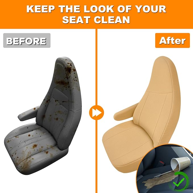 Seat Covers Compatible with 2010-2025 Chevy Express Front Bucket Seats with Opening for Grab Handle on Passenger Side Backrest, Custom-Made Heavy Duty Seat Cover, NOT for RV Seats