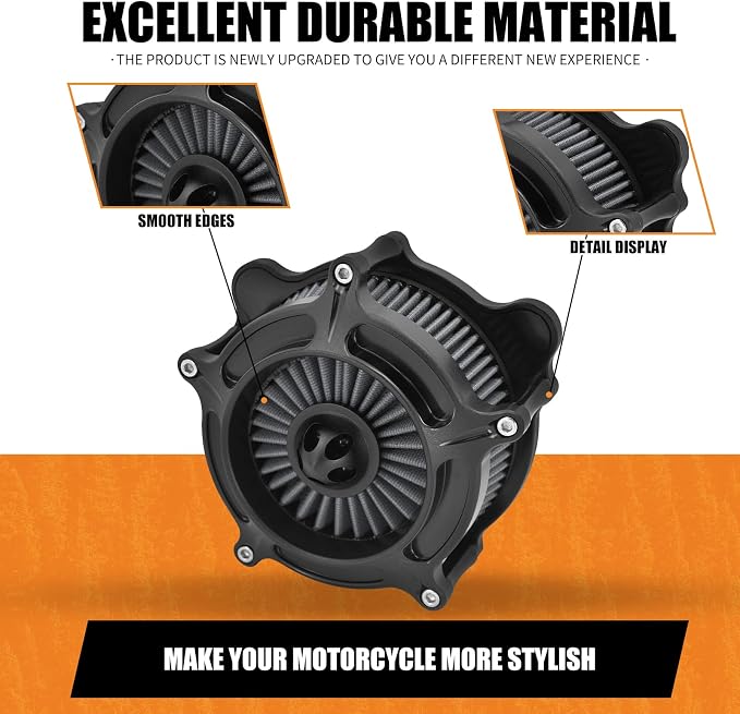 Air Cleaner Filter Aluminum Fit for Harley Touring Road King Street Glide Softail Sportster Dyna (Black Housing Grey Element, B For Touring 00-07,Softail 00-15,Dyna 00-17)