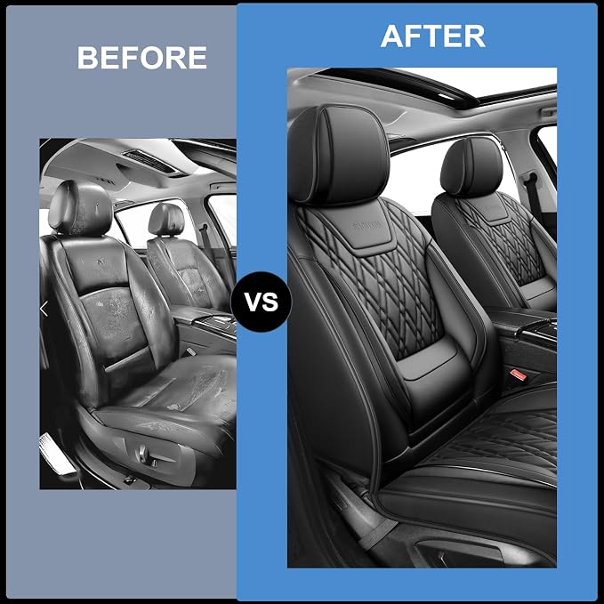 Fit Explorer Car Seat Covers for Ford Explorer 2007-2025 2026 - Luxury Leather, Anti-Slip, All-Weather Seat Cushions, Waterproof & Breathable, Airbag Compatible, Full 5-Seat Set (Black)
