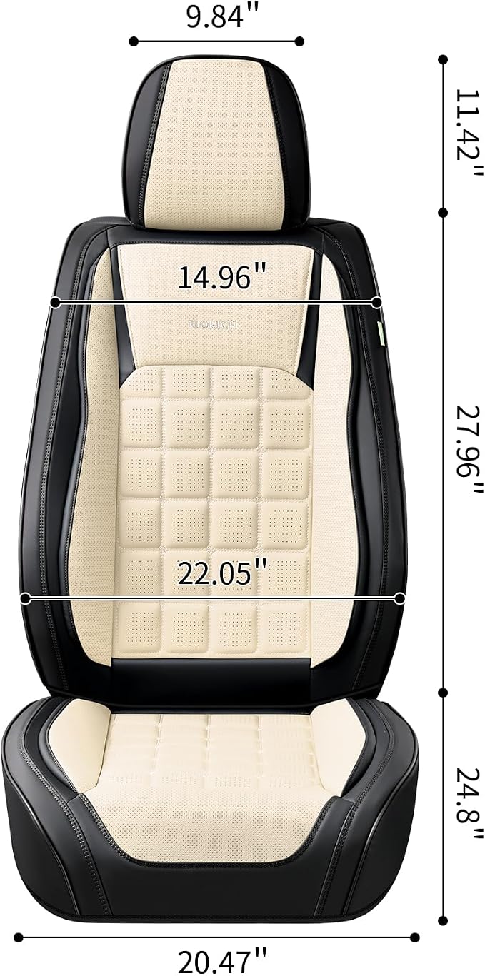 FLORICH Front Car Seat Covers, Leather Seat Covers for Cars, Waterproof Car Seat Protectors 2 Pack, Front Seat Covers for Cars, Breathable Automotive Seat Covers Protector Fit for Most Cars Trucks SUV