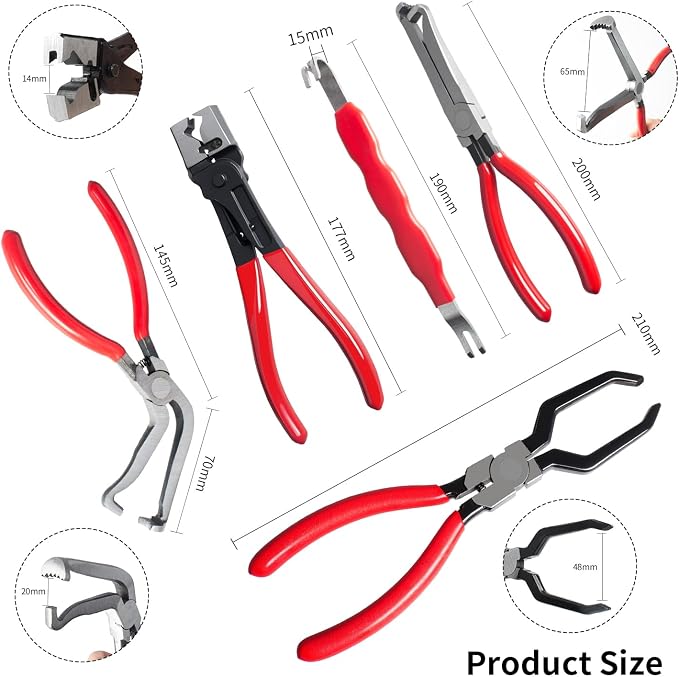 8 Pieces Electrical Disconnect Pliers for Cars, Automotive Electrical Plug Connector Disconnect Tool and Connector Separator and Hose Clamp Pliers