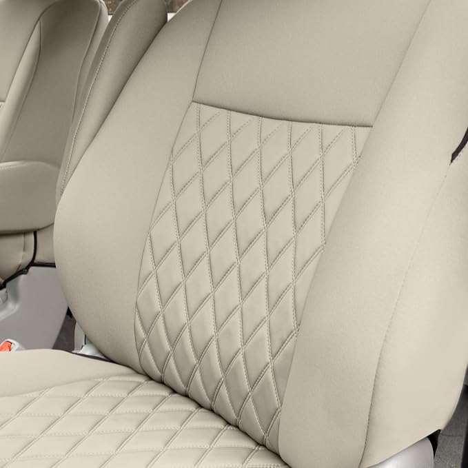 FH Group Custom Fit Car Seat Covers Specifically Made for 2011-2020 Toyota Sienna 7 Seater with Ultraflex Neoprene Water Resistant Automotive Seat Covers - Full Set Solid Beige