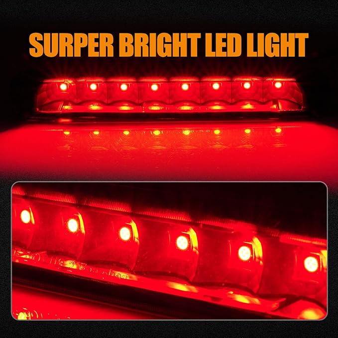 Third 3rd Brake Light LED for 2005-2009 Ford Mustang, High Mount Rear Brake Lights Assembly for 05-09 Ford Mustang, Waterproof Center Cab Lamp Stop Light (Black)