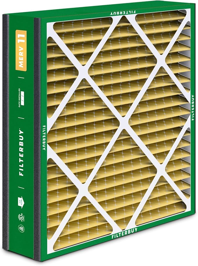 Filterbuy 20x25x5 Air Filter MERV 11 Superior Pet & Allergy Defense (1-Pack), Pleated HVAC AC Furnace Filters for Trion Air Bear, Generalaire, Skuttle, and More (Actual Size: 19.63 x 24.13 x 4.88)