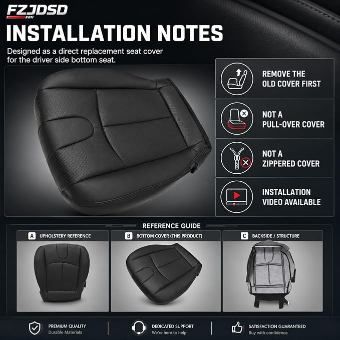 FZJDSD 2PCS Graphite Black Driver & Passenger Side Bottom Perforated Microfiber Leather Replacement Seat Covers Compatible with Infiniti G37 Sedan Coupe 2008-2013 Heated Seat Compatible