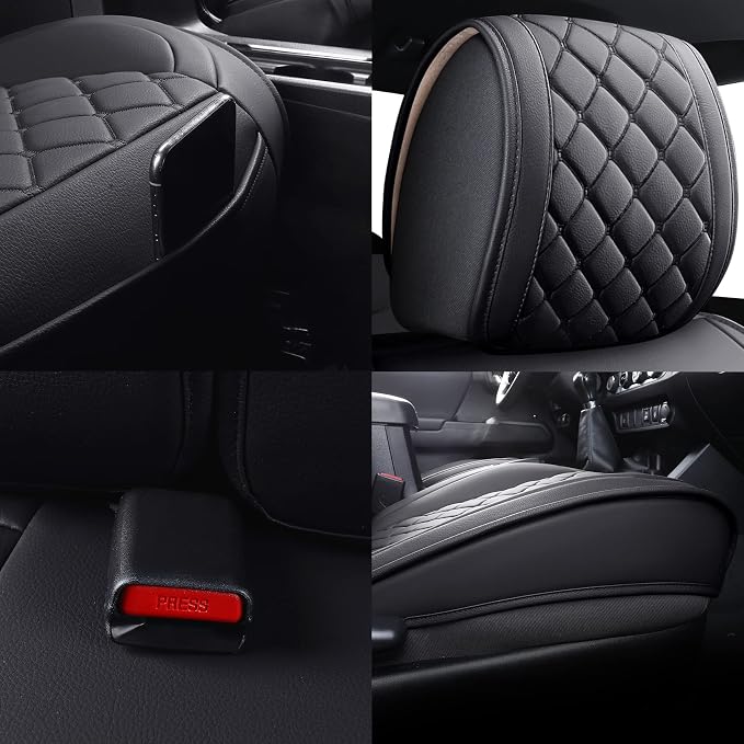 Tomatoman Tacoma Seat Covers Customized for 2005-2025 2026 Truck Sport Gen SR Extended Pro Off-Road Pickup V6, Waterproof Faux Leather Car Cushions(2 PCS Front, Black)