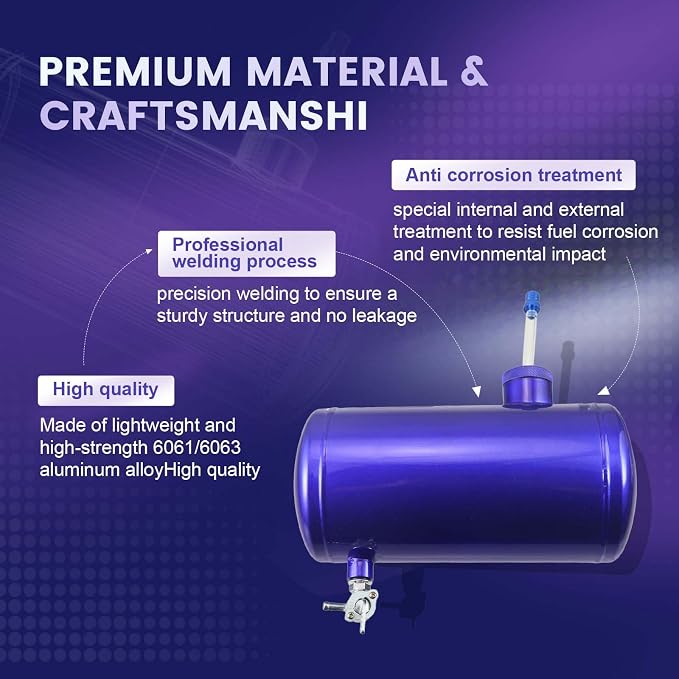 Upgraded 10x4.5" Aluminum alloy welding Gas Fuel Tank Cylinder(Premium Glossy Paint Finish Blue) For Predator 212cc 196cc/6.5HP Go Kart and Gas Mini Bike,For Coleman CT200U BT200X CT200u-ex