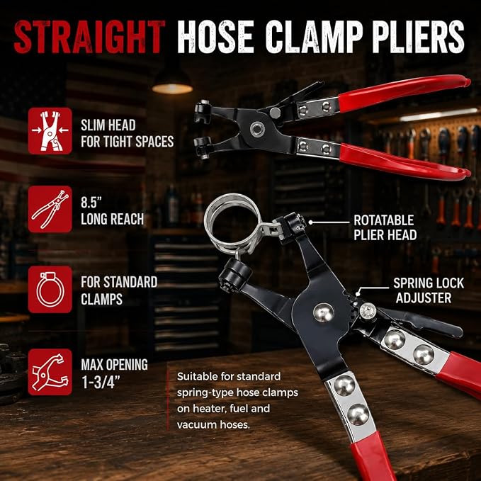 5PCS Automotive Electrical Disconnect Pliers Kit with Leather Storage Case | High-Carbon Steel Connector, Hose Clamp & Trim Clip Removal Tools for DIY Car Repair & Professional Mechanics