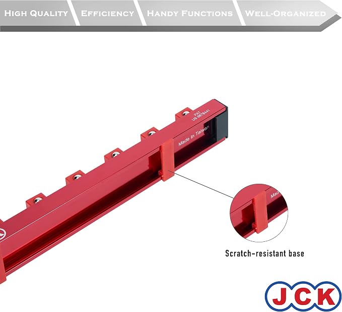 JCK Professional Quality Aluminum Socket Organizer (1/2" Socket) with special designed strip & 360 degree rotary positioning studs Red for Metric/Imperial tool Organizer secure socket storage toolbox