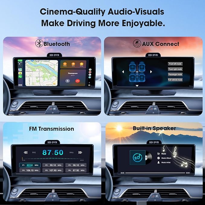 Haudio 9.3” Portable Wireless CarPlay Touch Screen, Plug & Play CarPlay Screen for Car, Apple CarPlay & Android Auto, 1080P Backup Camera, Voice Control, Bluetooth, GPS Navigation, No Installation