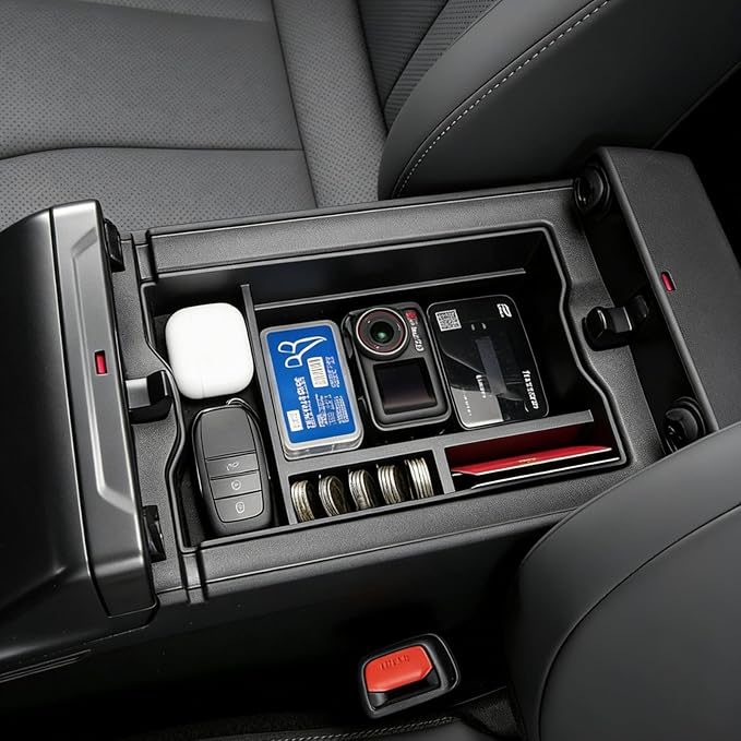 4PCS Center Console Accessories for Toyota RAV4 2026, Center Console Organizer+Cup Holder Insert+Wireless Charging Anti-Slip Mat