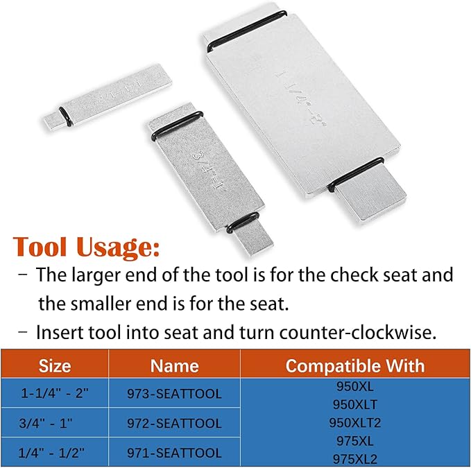Replace For Wilkins RK-975TOOL 1/4" - 2" Model 950XL 950XLT 950XLT2 975XL and 975XL2 Check Seat Removal Tool Kit