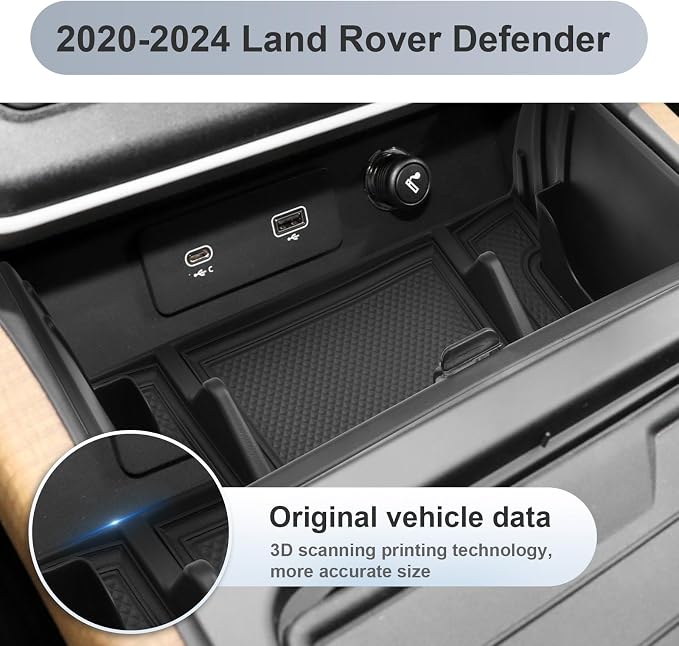SKTU for 2020-2025 Land Rover Defender Center Console Organizer 2020-2025 Defender Front Console Organizer for 2020-2025 Land Rover Defender Accessories (Front)