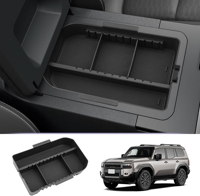 LUWU Land Cruiser 2024 2025 2026 Center Console Organizer Land Cruiser 1958/Base LC250 Accessories Armrest Organizer Tray Armrest Box w/Adjustable Part (NOT FOR First Edition Cool Box Chilled Console)