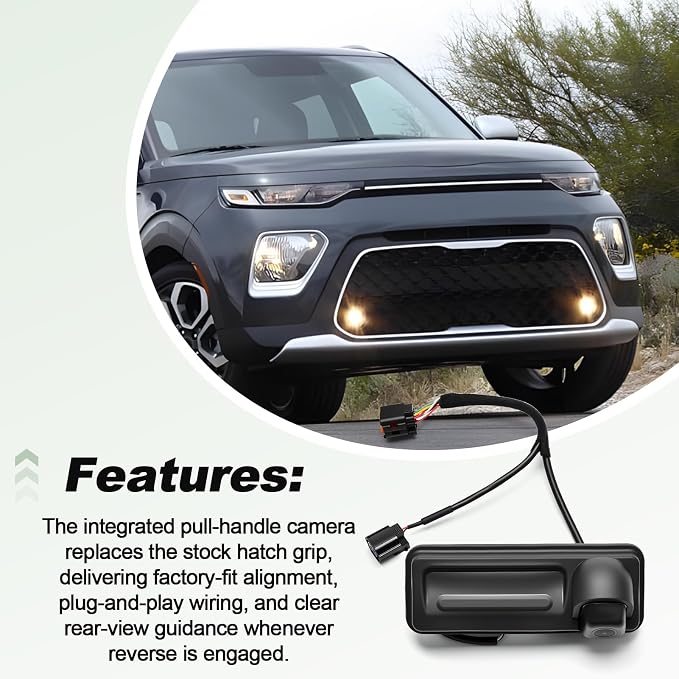 Backup Parking Rear View Camera with Pull Handle Assembly Compatible with 2020 2021 Kia Soul Replace 99240-K0000 99240K0000