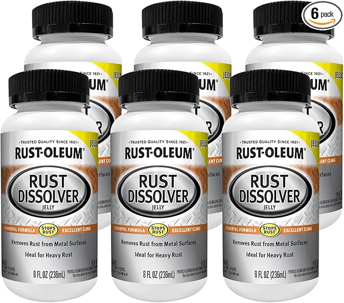 Rust-Oleum Rust Dissolver Jelly | Heavy-Duty Corrosion Remover for Metal Tools, Cars, Bikes, Grills, Bolts, Firearms & More | 8 oz | 6 Pack