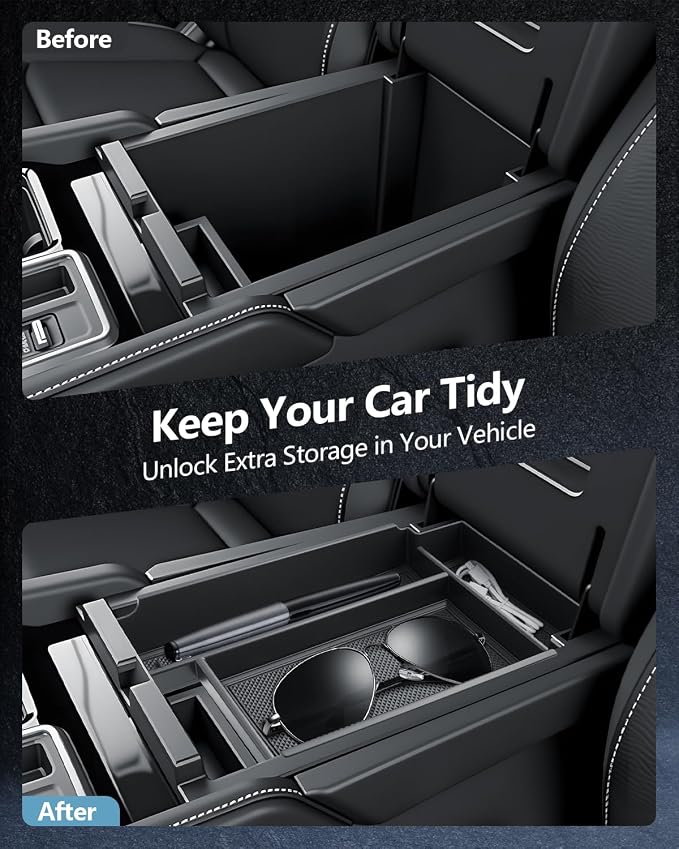 SKTU 2-Pack for 2026 Nissan Pathfinder Center Console Organizer for 2026+ Nissan Pathfinder SV Console Tray & Wireless Charging Mat Nissan Pathfinder 2026 Accessories ABS Tray (Only for Pathfinder SV)