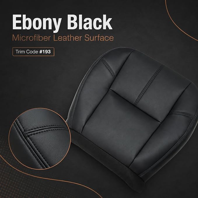 SecosAutoparts Driver & Passenger Bottom and Top Lean Back Microfiber Leather Seat Covers Black Compatible with Chevy Silverado Compatible with GMC Sierra Tahoe Suburban Avalanche Yukon 2007-2014