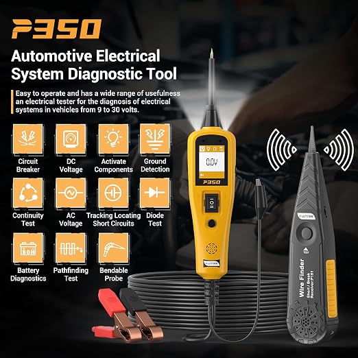 Car Automotive Power Circuit Breaker Probe Kit Tester Short Finder Tool Alternative Bsttery Electrical Fuse AC DC Voltage Tester Test Light Wire Break Locator Analyzer Tracer Pen Accessories 12v 24v
