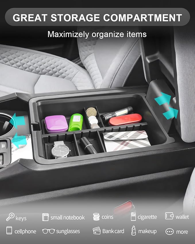 CDEFG Center Console Organizer Compatible with 2023-2025 Honda Pilot/2024-2026 Ridgeline/2024-2026 Passport Accessories Middle Console Organizer Armrest Tray Storage Box