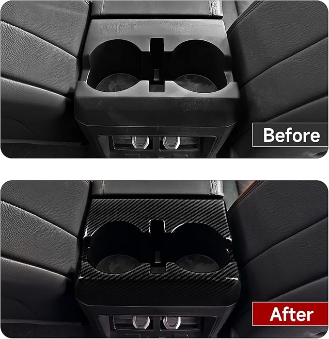 Car Carbon Fiber Sticker Armrest Box Rear Cup Holder Cover Trim Decal for Chevrolet Colorado/GMC Canyon 2023 2024 2025 ABS Interior Accessories