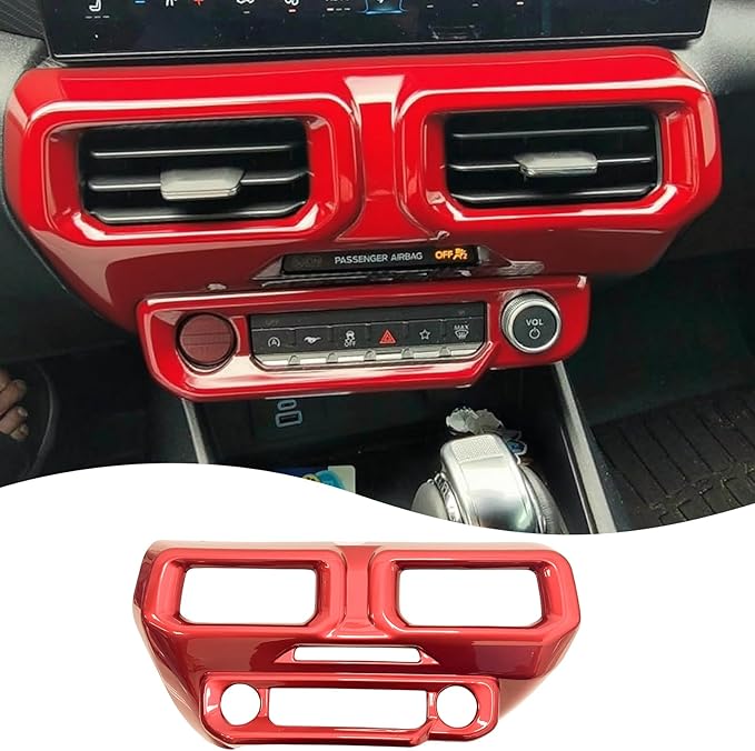 MUXEE A/C Vent Trim Panel Cover, for Ford Mustang 2024 2025 2026 - ABS Wine Red Dashboard AC Air Vent Outlet Sport Interior Trim Accessories（B-Shape）