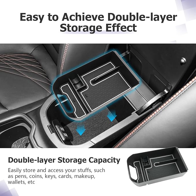 LUWU 2025 RAV 4 Center Console Organizer Compatible with 2019 2020 2021 2022 2023 2024 2025 Toyota RAV 4 Accessories Armrest Console Secondary Storage Box Insert Tray ABS Material White