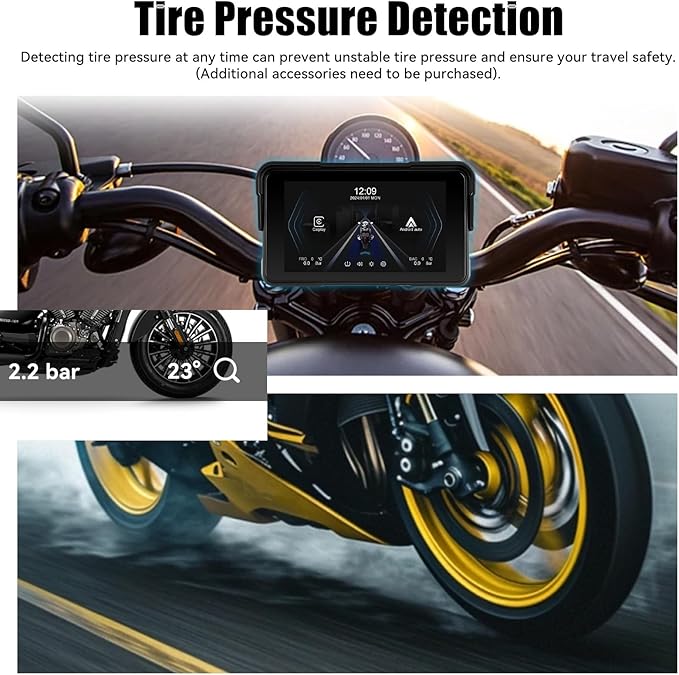 CAMECHO Motorcycle Wireless CarPlay & Android Auto Screen, 5" IP68 Waterproof HD for Moto Motorbike Touchscreen Car Stereo Support Bluetooth, GPS, Siri, USB Upgrade TF 12V