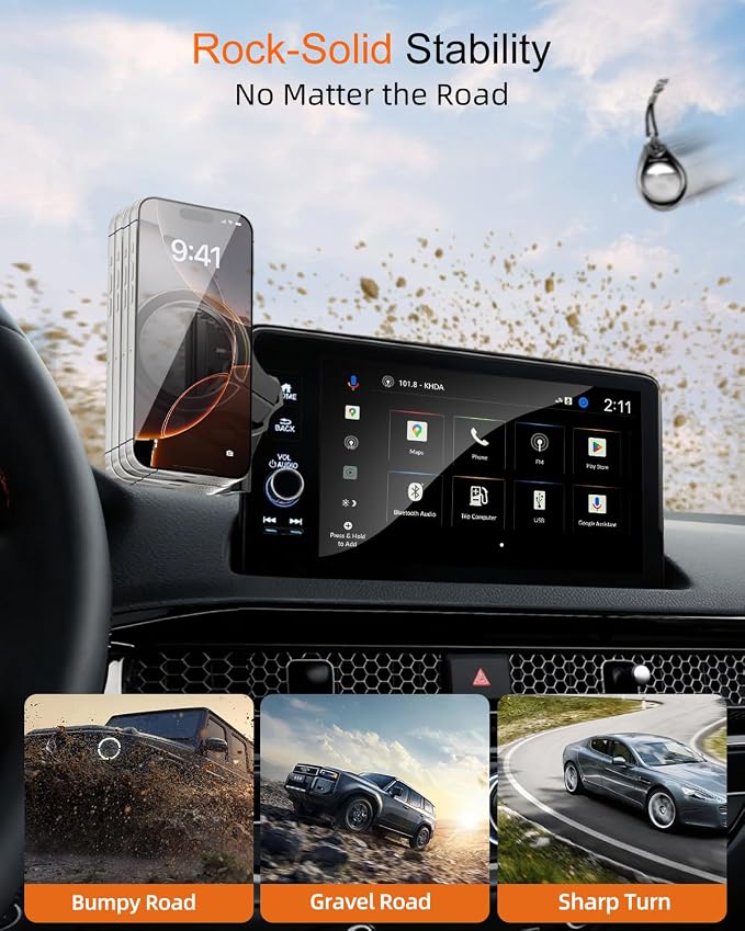 pop-tech Magnetic Phone Holder for Honda Civic 11th Gen 2022 2023 2024 2025 2026, 360° Car Screen Phone Mount Made for Civic Hatchback Sedan Touchscreen, Compatible with Magsafe iPhone Accessories