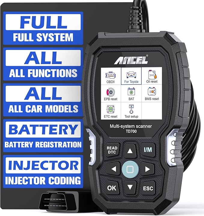ANCEL TD700 Fits for Toyota OBD2 Scanner, Engine Car Diagnostic Scan Tool Fit for Toyota Lexus Scion, All System Code Reader Reading/Erasing Code,1996-2021