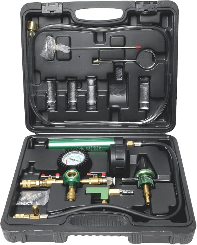 Radiator Pressure Tester Kit, Universal Coolant Pressure Tester Automotive Cooling System Pressure Tester Vacuum Type Coolant Radiator Refill Tool Kit