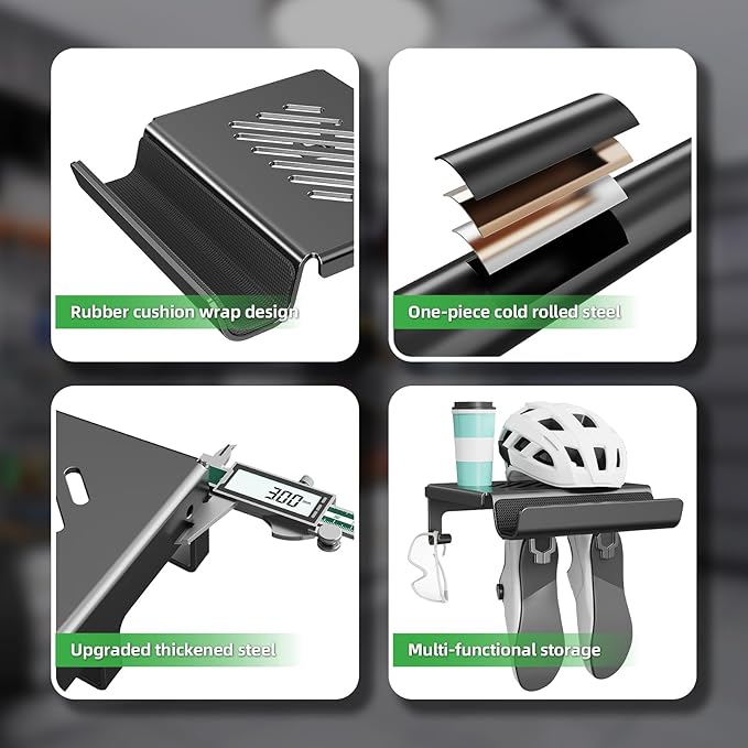 Bike Wall Mount Rack Indoor Bike Storage Garage Bike Rack Wall Mount with Shelf and Hooks Store Your Helmet and Shoes for a Single Road, Mountain or Other Bicycle (Universal Size)