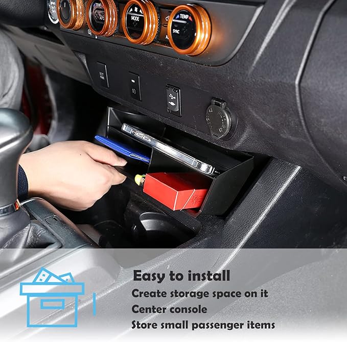 For Toyota Tacoma 2016-2020-23, Gear Shift Console Side Tray Organizer Gear, Shift Console Side Storage Box, Shifter Storage Box Interior Accessories, Central control storage box, Holds a U.S. Patent